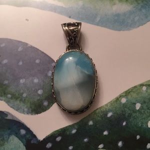 sterling silver blue larimar pendant